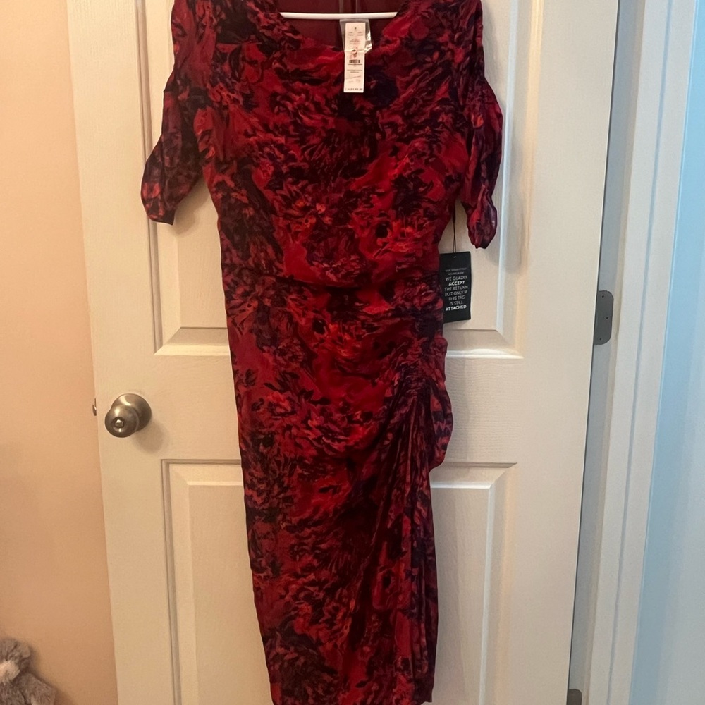 White House Black Market Red and Black Floral Dress